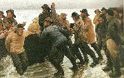 Michael Ancher fiskere trekker vod ved skagen Spain oil painting artist